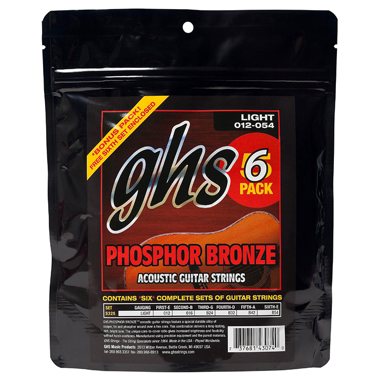 Ghs Pack 5 set Phosphor Bronze Acustica 6 St 012-054