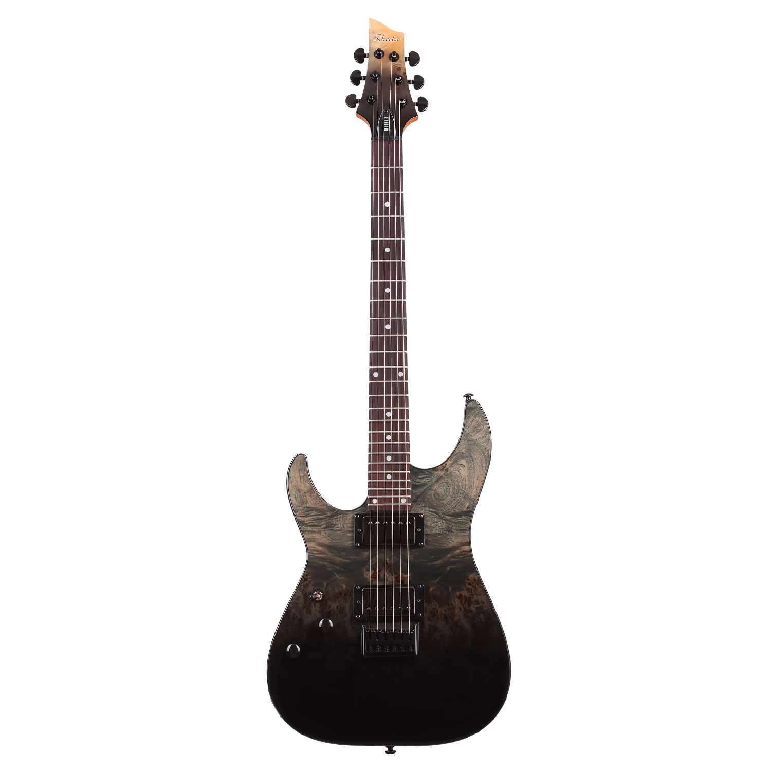 Schecter C-1 STANDARD LH BLACK FADE BURST BURL